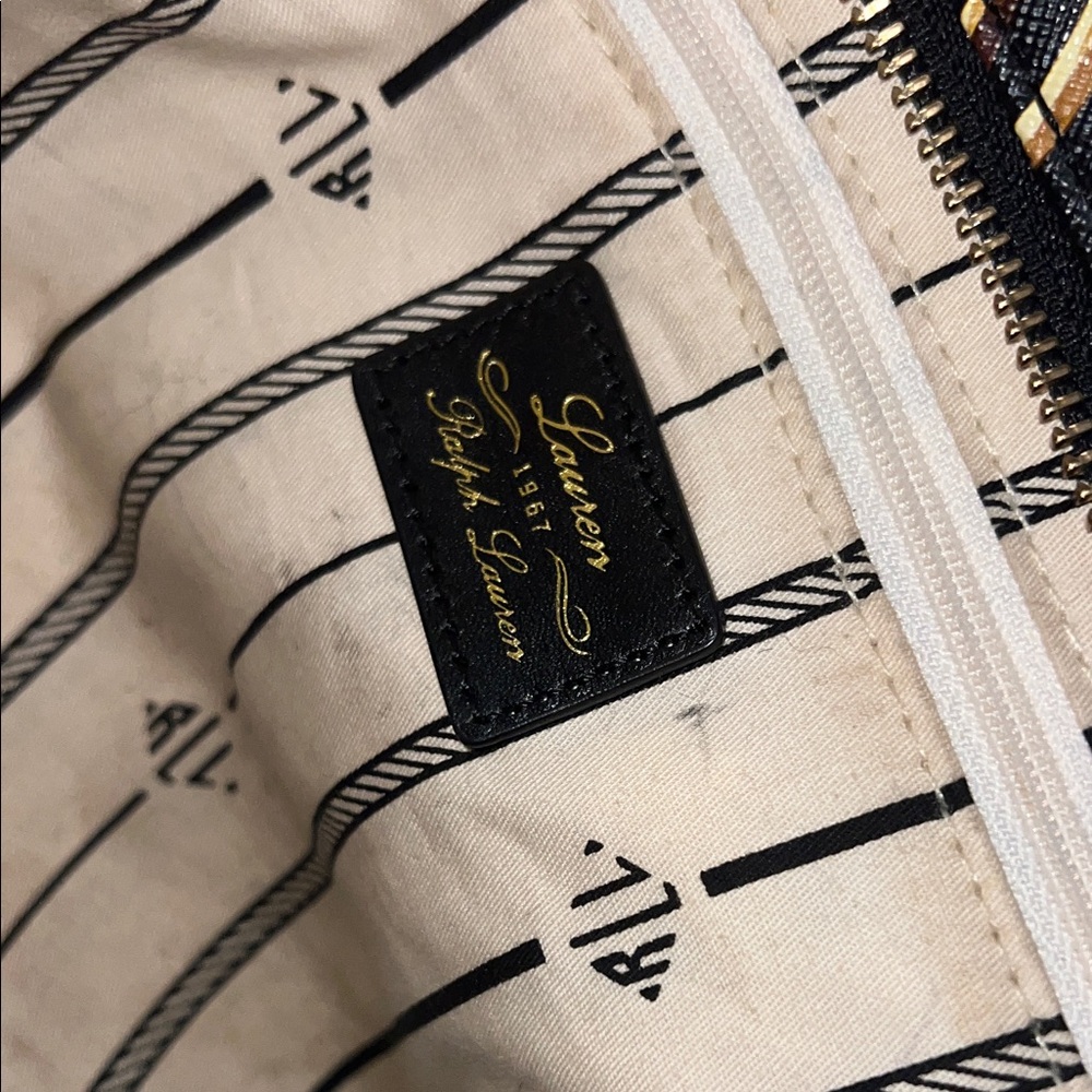Lauren Ralph Lauren Black & Gold Equestrian Tote Bag - Picture 13 of 16